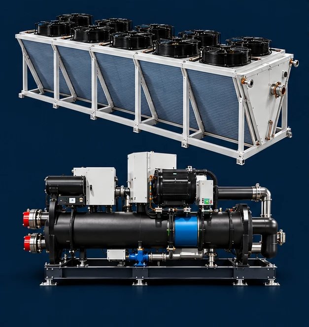 Dry cooler and water-cooled chiller